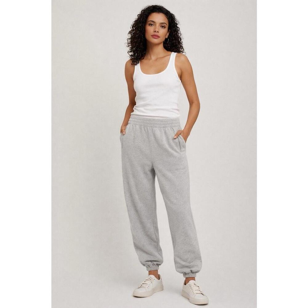 Norma Kamali Women’s Large Grey Bubble Hem Jogger Classic Pull On Sweatpants
